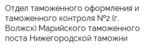 Отдел таможенного оформления и таможенного контроля  2 (г Волжск) Марийского таможенного поста Нижегородской таможни