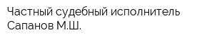 Частный судебный исполнитель Сапанов МШ