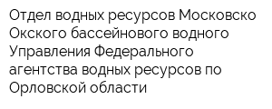 Отдел водных ресурсов Московско-Окского бассейнового водного Управления Федерального агентства водных ресурсов по Орловской области