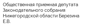 Общественная приемная депутата Законодательного собрания Нижегородской области Березина ЕВ