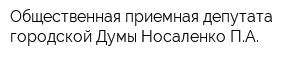 Общественная приемная депутата городской Думы Носаленко ПА