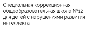 Специальная коррекционная общеобразовательная школа  12 для детей с нарушениями развития интеллекта