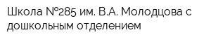 Школа  285 им ВА Молодцова с дошкольным отделением