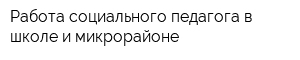 Работа социального педагога в школе и микрорайоне