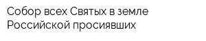 Собор всех Святых в земле Российской просиявших