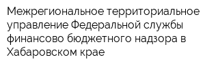 Межрегиональное территориальное управление Федеральной службы финансово-бюджетного надзора в Хабаровском крае