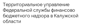 Территориальное управление Федеральной службы финансово-бюджетного надзора в Калужской области
