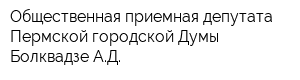 Общественная приемная депутата Пермской городской Думы Болквадзе АД