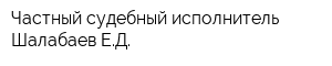 Частный судебный исполнитель Шалабаев ЕД