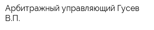 Арбитражный управляющий Гусев ВП