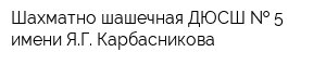 Шахматно-шашечная ДЮСШ   5 имени ЯГ Карбасникова