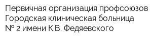 Первичная организация профсоюзов Городская клиническая больница   2 имени КВ Федяевского