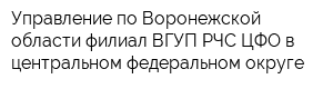 Управление по Воронежской области филиал ВГУП РЧС ЦФО в центральном федеральном округе