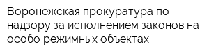 Воронежская прокуратура по надзору за исполнением законов на особо режимных объектах