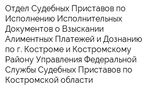 Отдел Судебных Приставов по Исполнению Исполнительных Документов о Взыскании Алиментных Платежей и Дознанию по г Костроме и Костромскому Району Управления Федеральной Службы Судебных Приставов по Костромской области