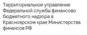 Территориальное управление Федеральной службы финансово-бюджетного надзора в Красноярском крае Министерства финансов РФ