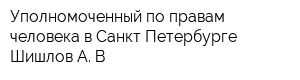 Уполномоченный по правам человека в Санкт-Петербурге Шишлов А В