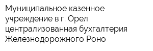 Муниципальное казенное учреждение в г Орел централизованная бухгалтерия Железнодорожного Роно