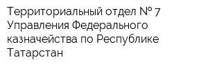 Территориальный отдел   7 Управления Федерального казначейства по Республике Татарстан