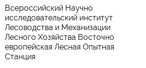 Всероссийский Научно-исследовательский институт Лесоводства и Механизации Лесного Хозяйства Восточно-европейская Лесная Опытная Станция