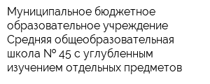 Муниципальное бюджетное образовательное учреждение Средняя общеобразовательная школа   45 с углубленным изучением отдельных предметов