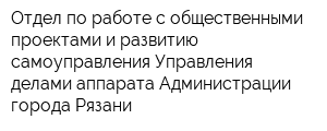 Отдел по работе с общественными проектами и развитию самоуправления Управления делами аппарата Администрации города Рязани