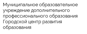 Муниципальное образовательное учреждение дополнительного профессионального образования Городской центр развития образования