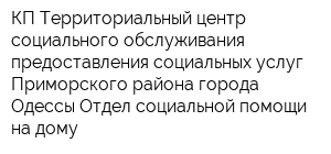 КП Территориальный центр социального обслуживания предоставления социальных услуг Приморского района города Одессы Отдел социальной помощи на дому